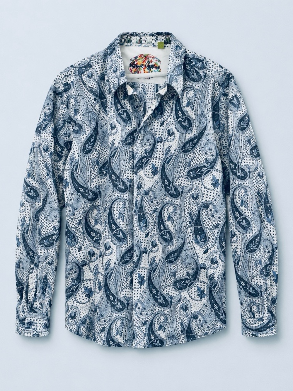 Robert Graham Navy and White Paisley Button-Down Shirt XL